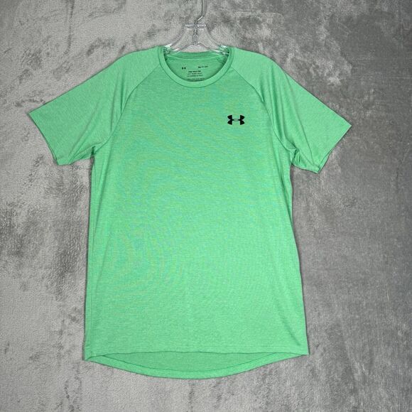 Under Armour Shirt Mens Small Green Loose Tech Tee Heatgear Casual Athleisure - Picture 2 of 6